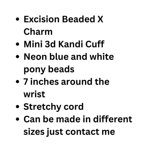 Excision Beaded X on Mini UFO Kandi Cuff Bracelet - Picture 5 of 5